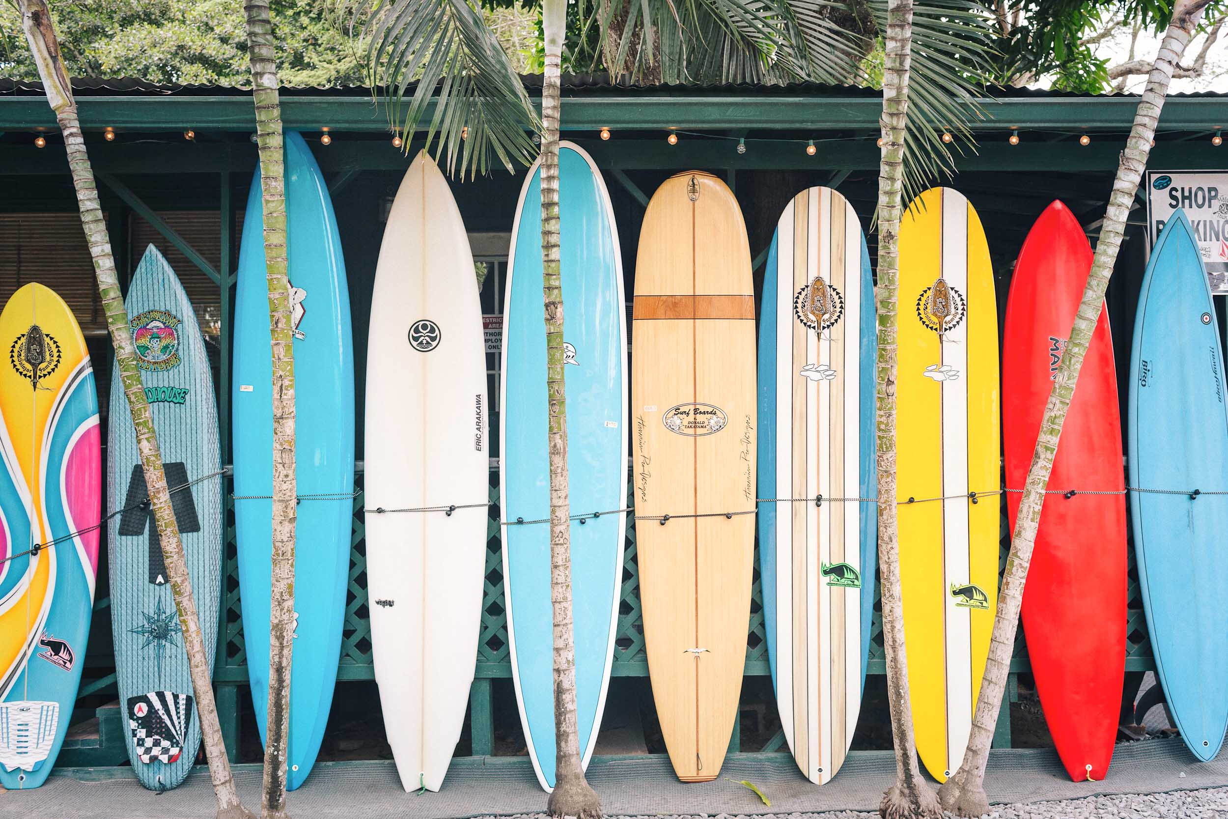 Surfboards and standup paddleboards on Oahu's North Shore
