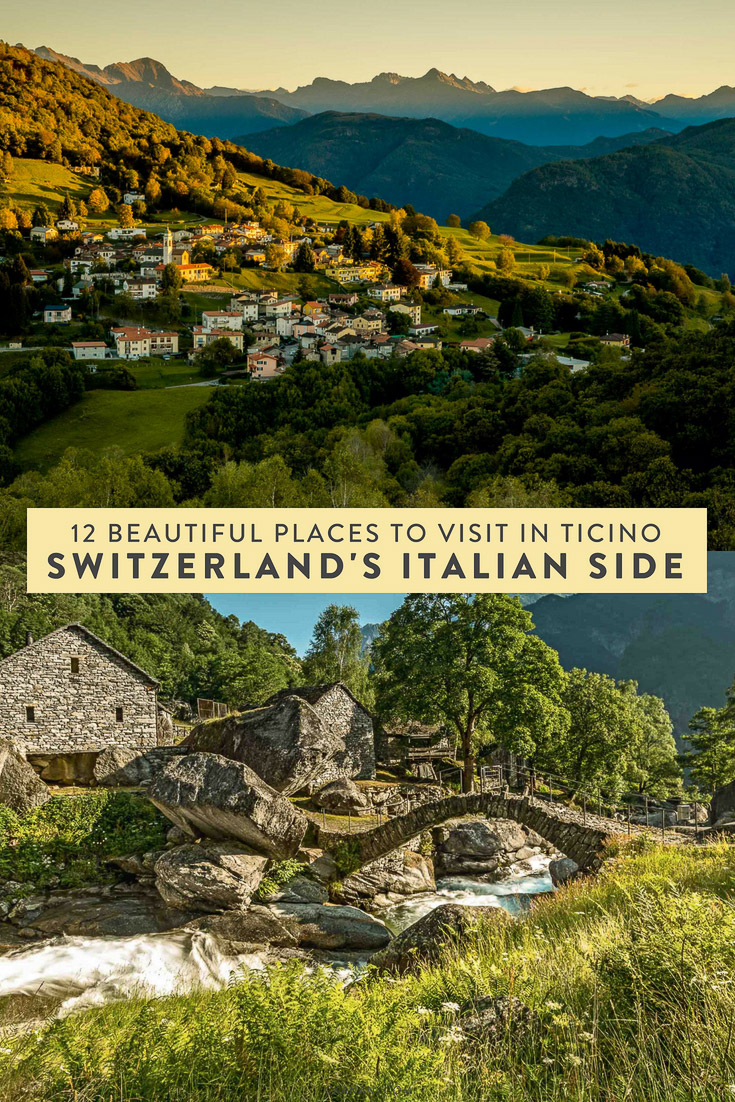 12 beautiful places to visit in Ticino, Switzerland’s Italian side. A Mediterranean area with beautiful beaches, charming alleyways, piazzas, and a mixture of city and country! #switzerland #italy