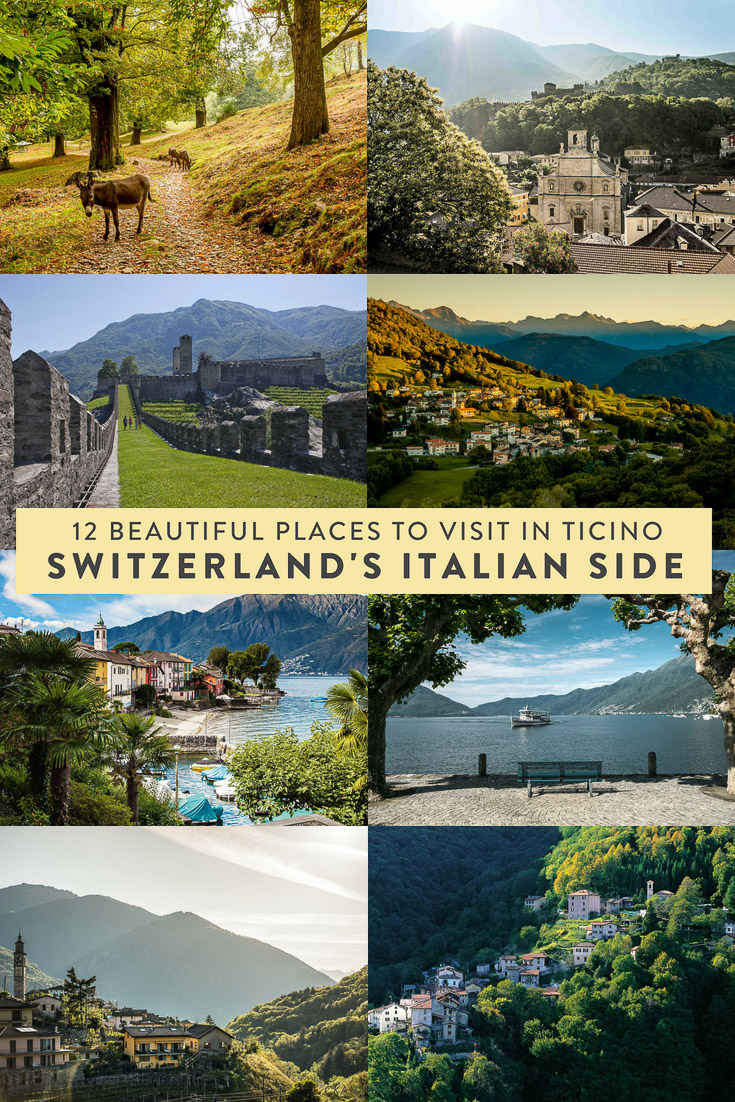 12 beautiful places to visit in Ticino, Switzerland’s Italian side. A Mediterranean area with beautiful beaches, charming alleyways, piazzas, and a mixture of city and country! #switzerland #italy