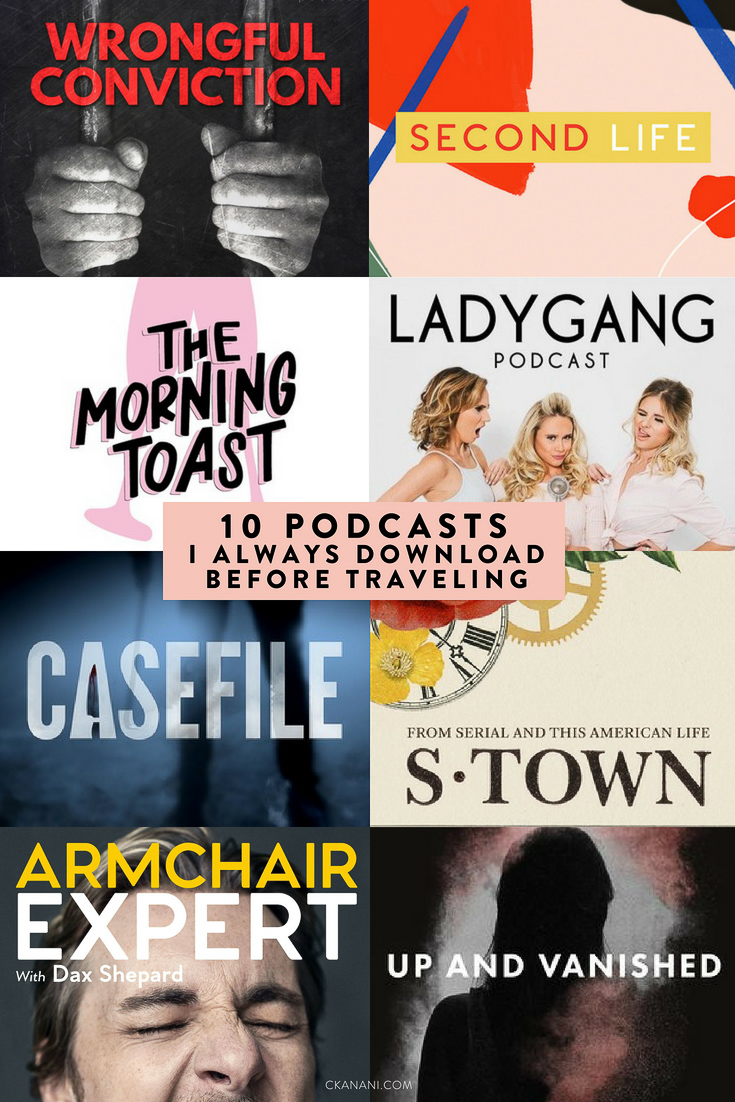 The 10 Podcasts I always download before traveling. True crime, pop culture, inspirational stories, and more! The best podcasts for women #podcasts #podcastsforwomen #podcastsbest