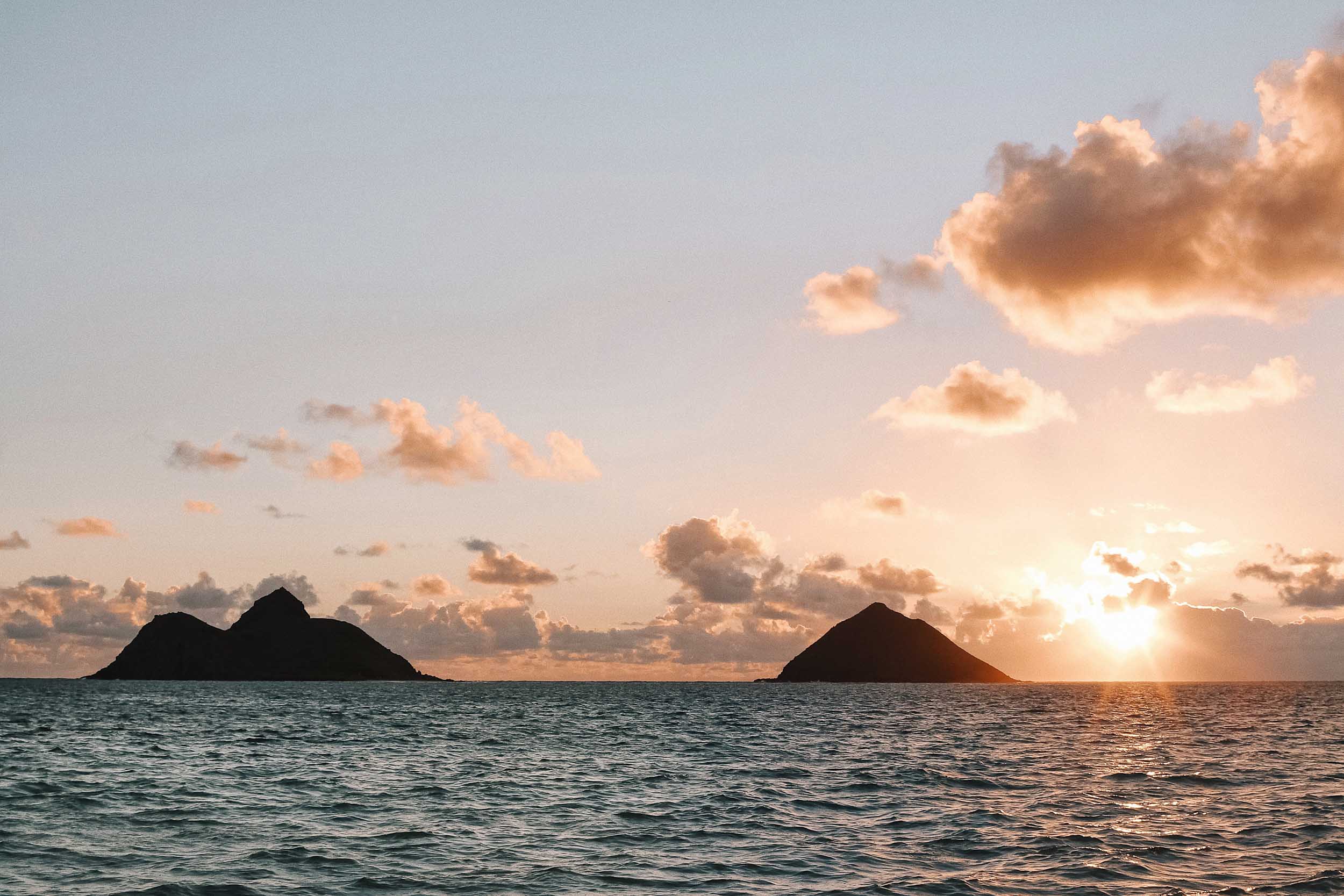 Sunrise at Lanikai beach, the prettiest beach in Hawaii