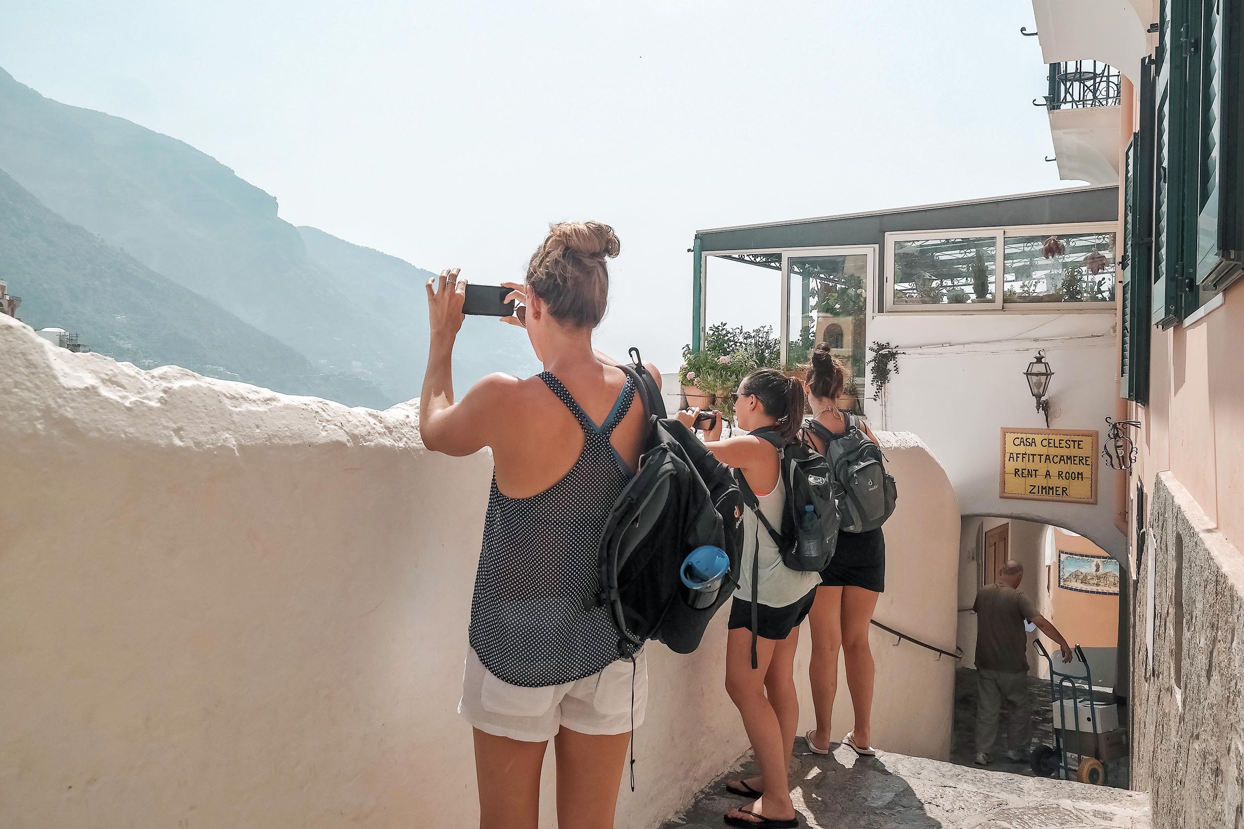 Walking down to Fornillo Beach in Positano