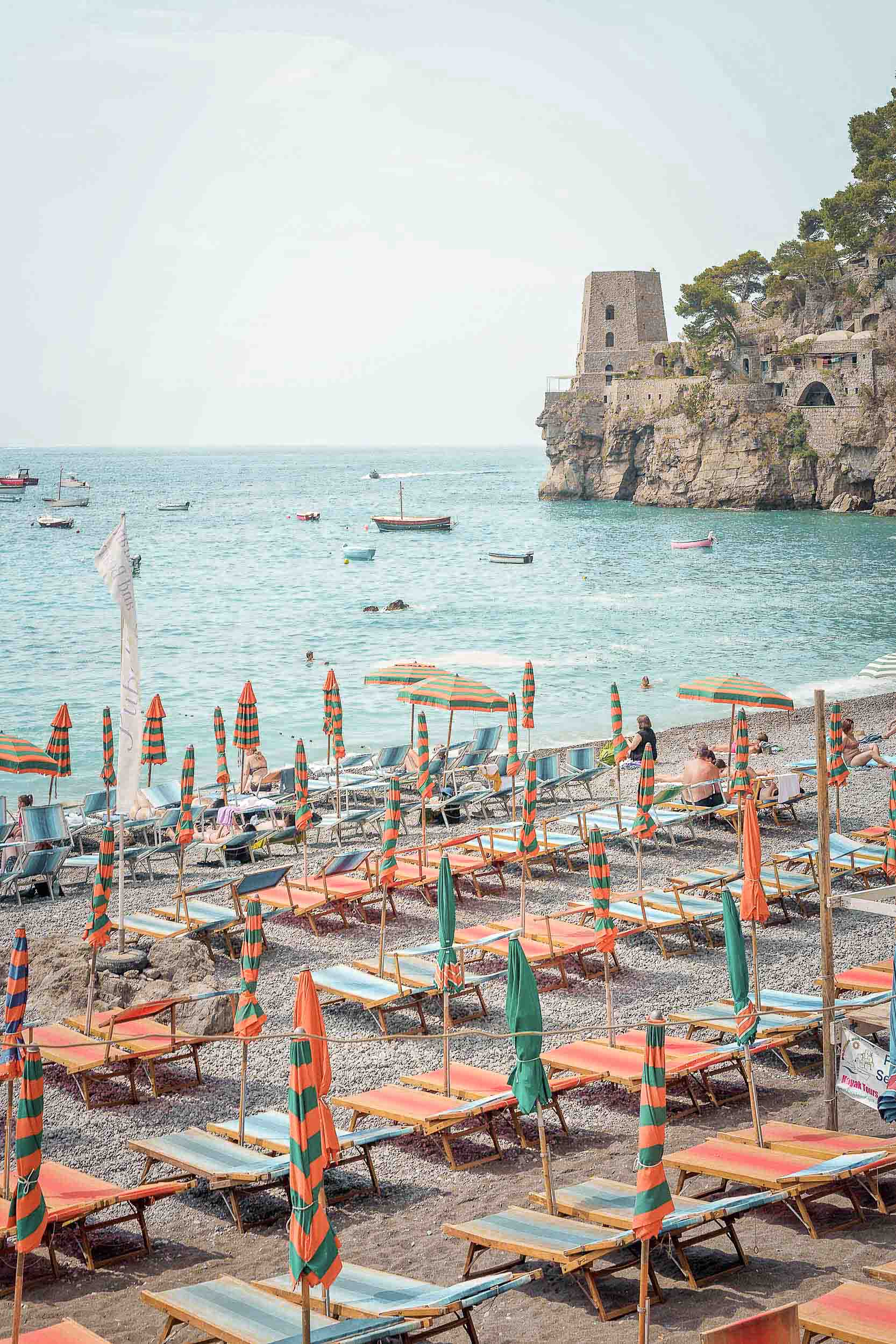 A less touristy Amalfi Coast beaches option, Fornillo Beach in Positano