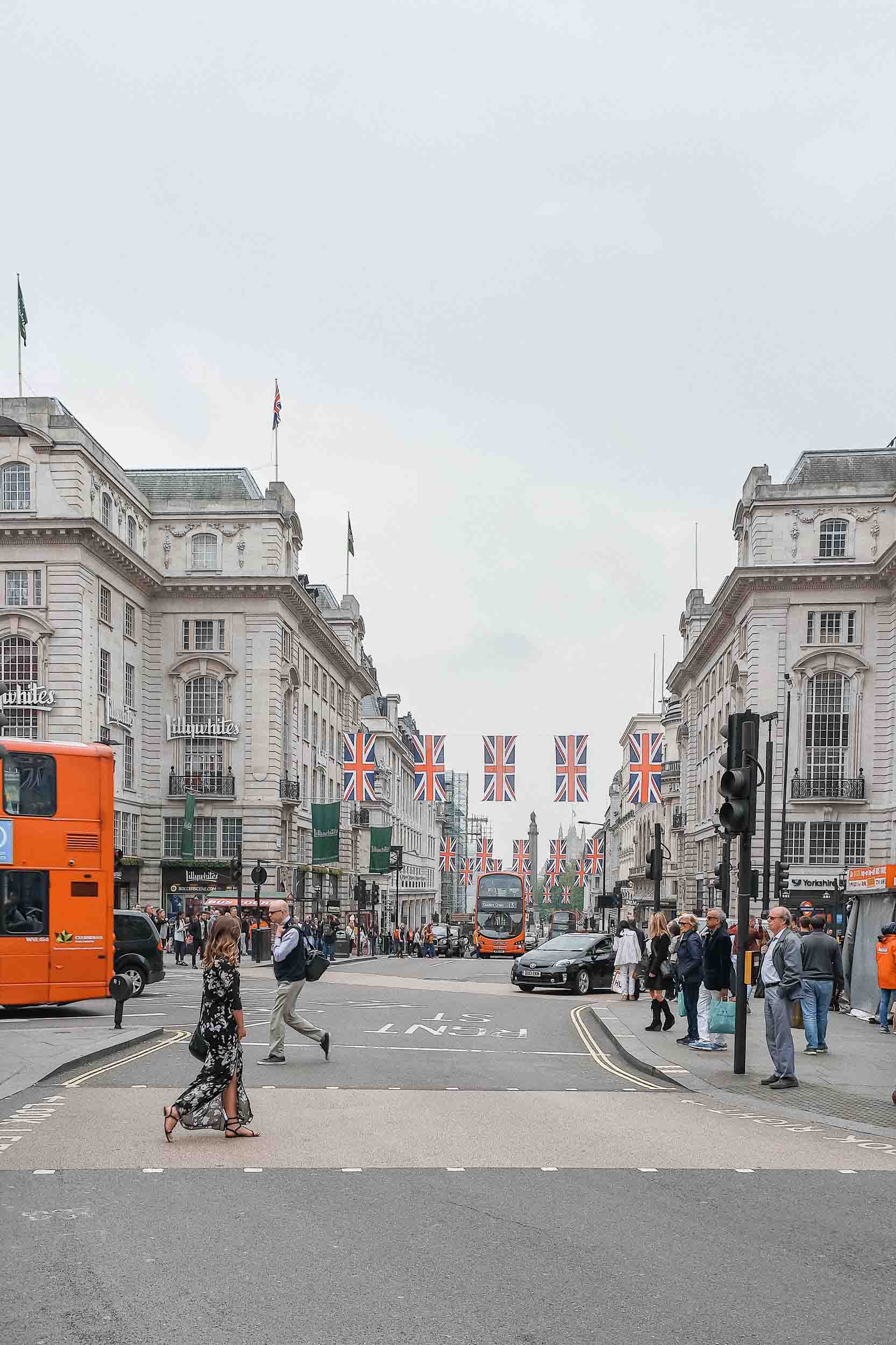 The best 3 days in London itinerary includes time to walk around beautiful Regent Street