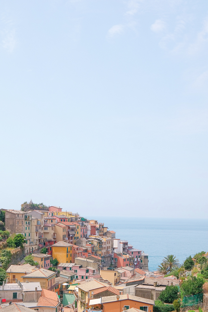 Corniglia — the only village not accessible by sea. You can arrive here by train or on foot. It is incredibly small. This is the town I would least recommend staying in