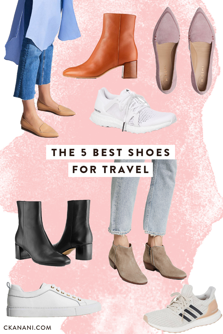 The 5 best shoes for travel. A guide to the most durable, versatile, and fashionable boots, flats, and sneakers - perfect for taking on your next trip! #shoes #travel #fashion
