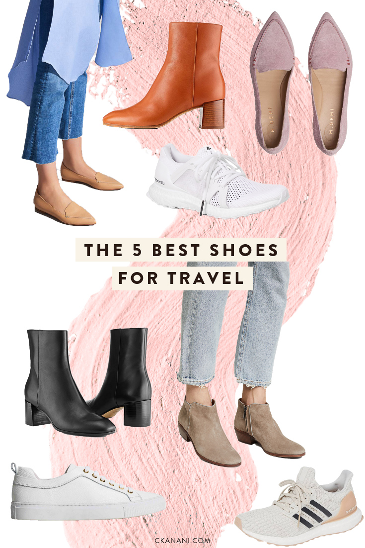 The 5 best shoes for travel. A guide to the most durable, versatile, and fashionable boots, flats, and sneakers - perfect for taking on your next trip! #shoes #travel #fashion