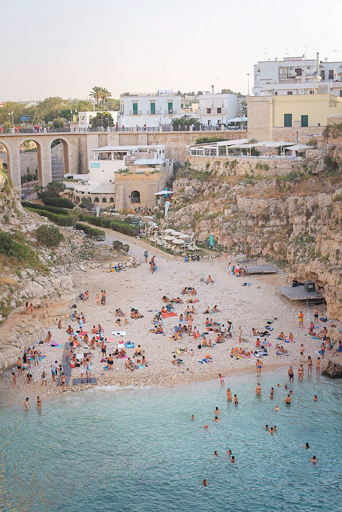 A beautiful beach in Polignano A Mare, the perfect place to spend 1 week in Europe