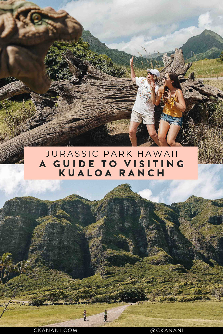 A guide to visiting Kualoa Ranch Oahu - real life Jurassic Park Hawaii! See Jurassic Park filming locations via zipline, ATV, horseback, e-bike, and more. #hawaii #oahu #travelguide #jurassicpark