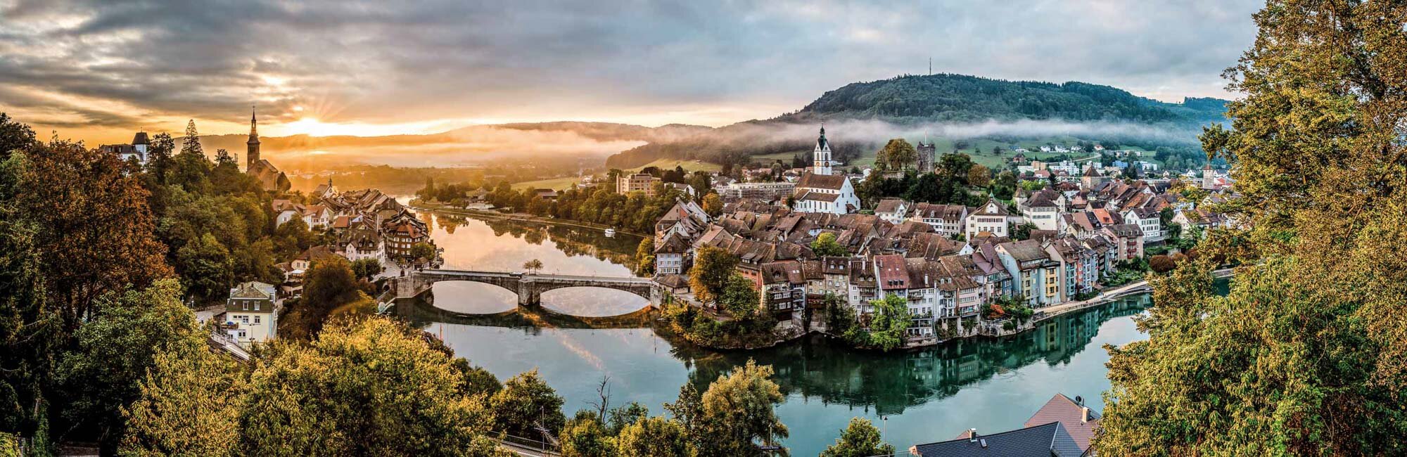 The main city of the district Laufenburg is located on the Upper Rhine on the border with Germany (left side), in the northeast of the Fricktal region. Copyright by: Switzerland Tourism