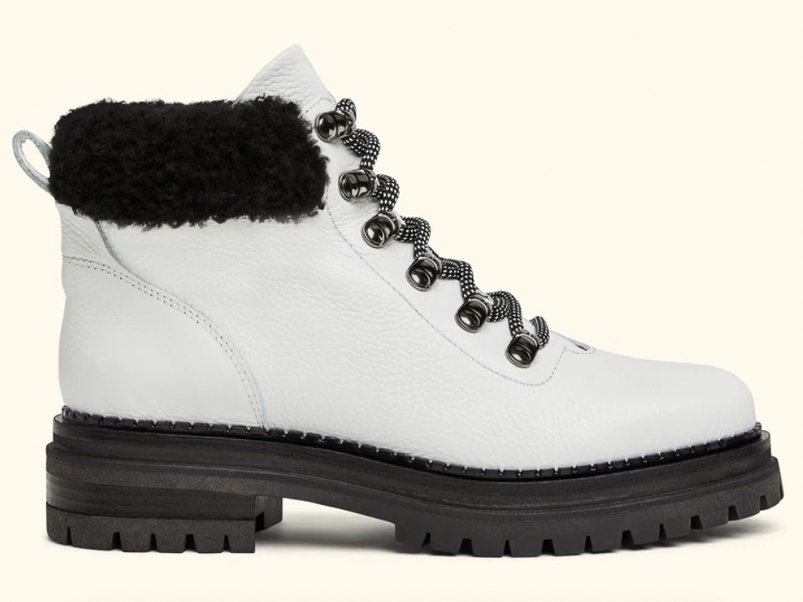 M. Gemi the Alpi Shearling Bootie in White Leather