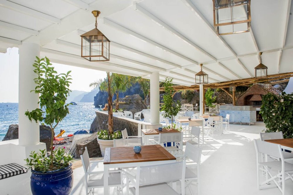Views from Treville Beach Club at Laurito Beach in Positano - one of the best Amalfi Coast beach clubs