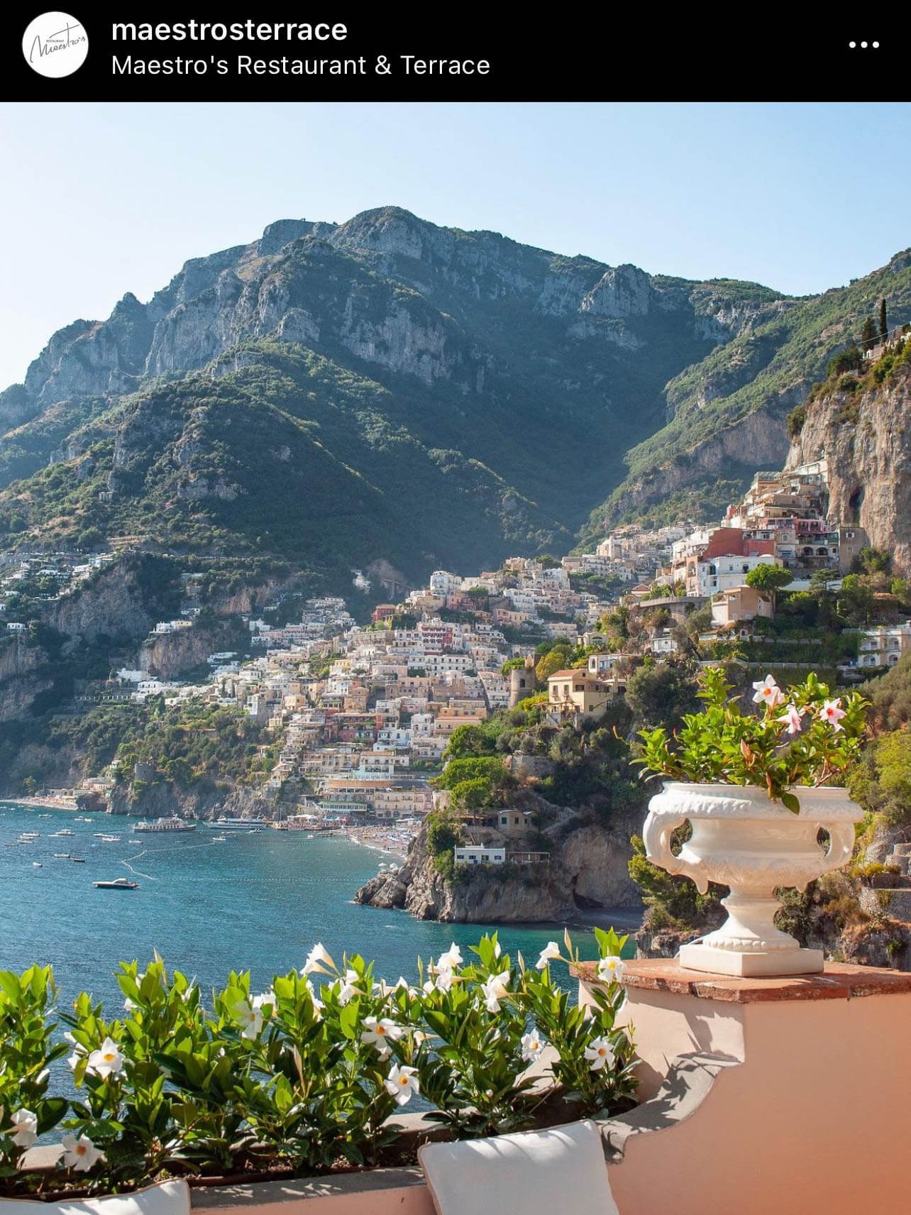 Maestro in Positano is the main restaurant at Villa TreVille. It offers unique views of Positano in that the hotel is situated not in the center of town, but in the distance towards Amalfi.