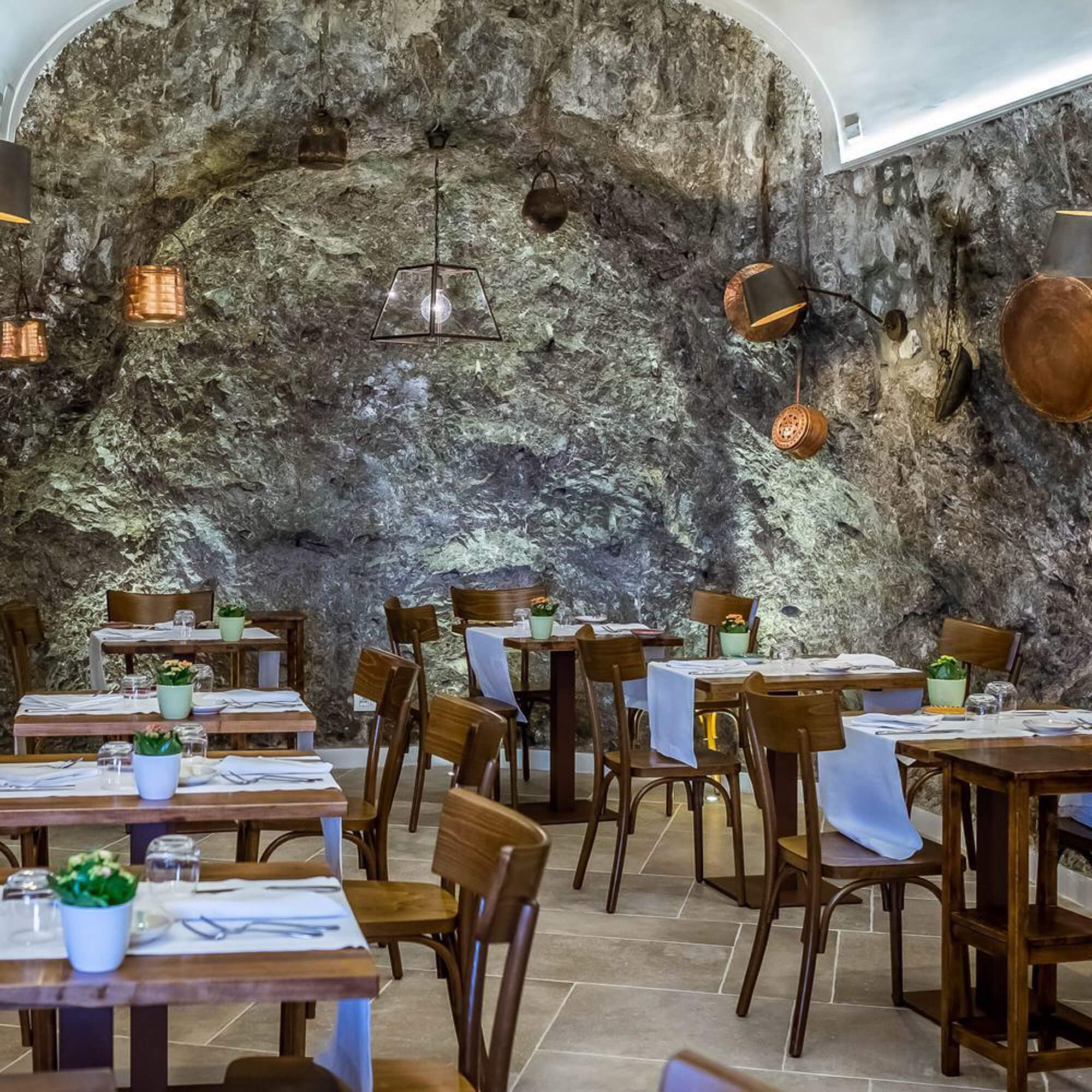 Da Vincenzo was literally built into the cliffside in Positano, so some of the interior includes exposed stone. It is quite beautiful and one of the top restaurants in Positano.