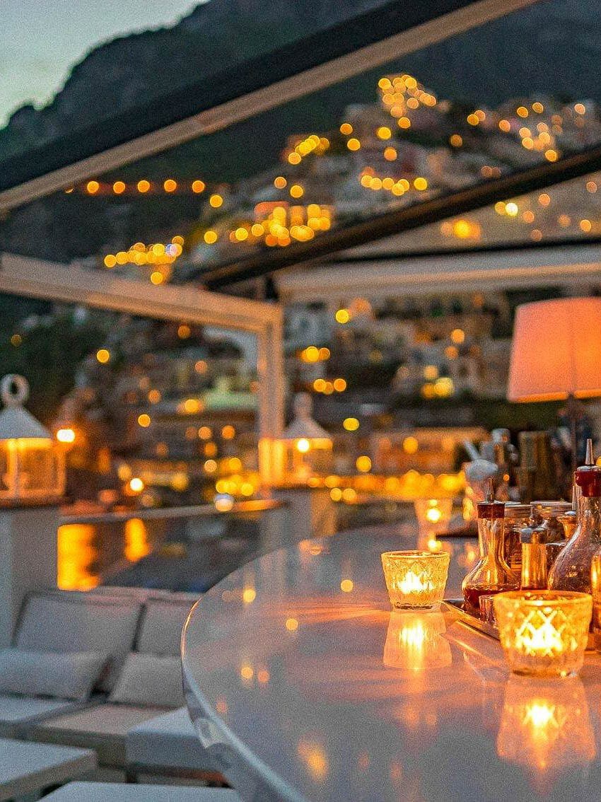 Fly Lounge Bar, located above my favorite Music on the Rocks, has arguably the best views of the main beach Positano and mixologist-crafted cocktails