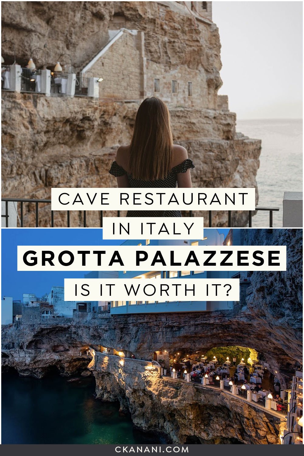 Grotta Palazzese: dining in a cave restaurant in Italy.  Italy restaurant cave, Italian restaurant in a cave, Puglia holiday, Puglia itinerary, Polignano a Mare restaurant, Puglia restaurant