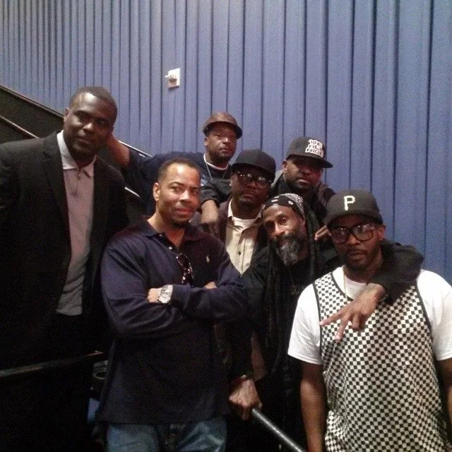 This photo is Timeless pictured in it is Dr. Rock of the Fila Fresh Crew, The D.O.C., AC, Erotic D, EarthQuake, EZ Eddie D KNON 89.3FM, & PiKaHsSo photographer unknown