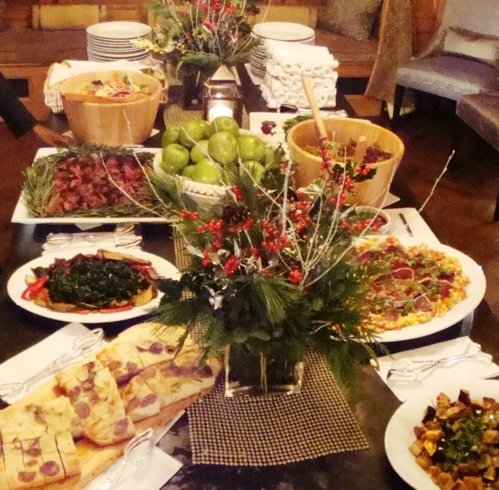 Birthday dinner party buffet