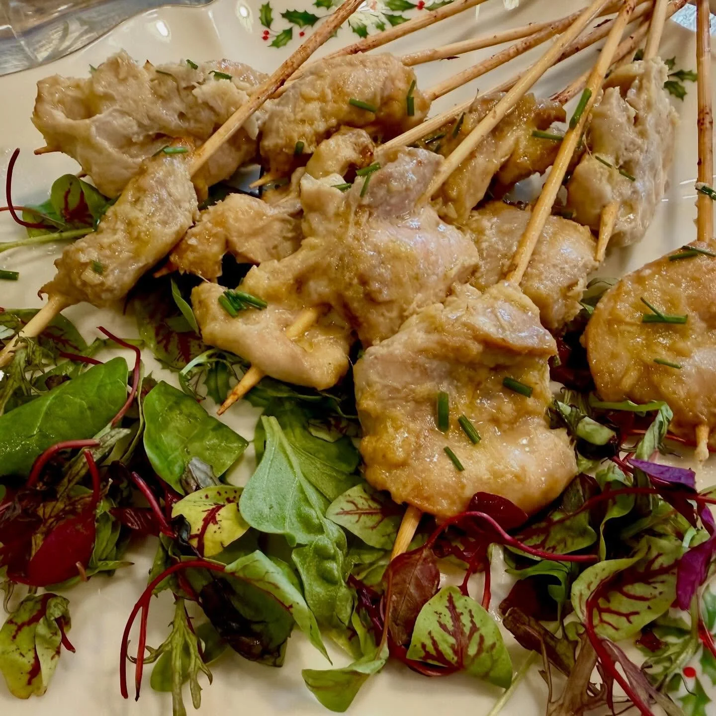 Lemongrass chicken skewers. #bluaubergine #fabulousfood #catering #privatechef #cocktailnibbles #party