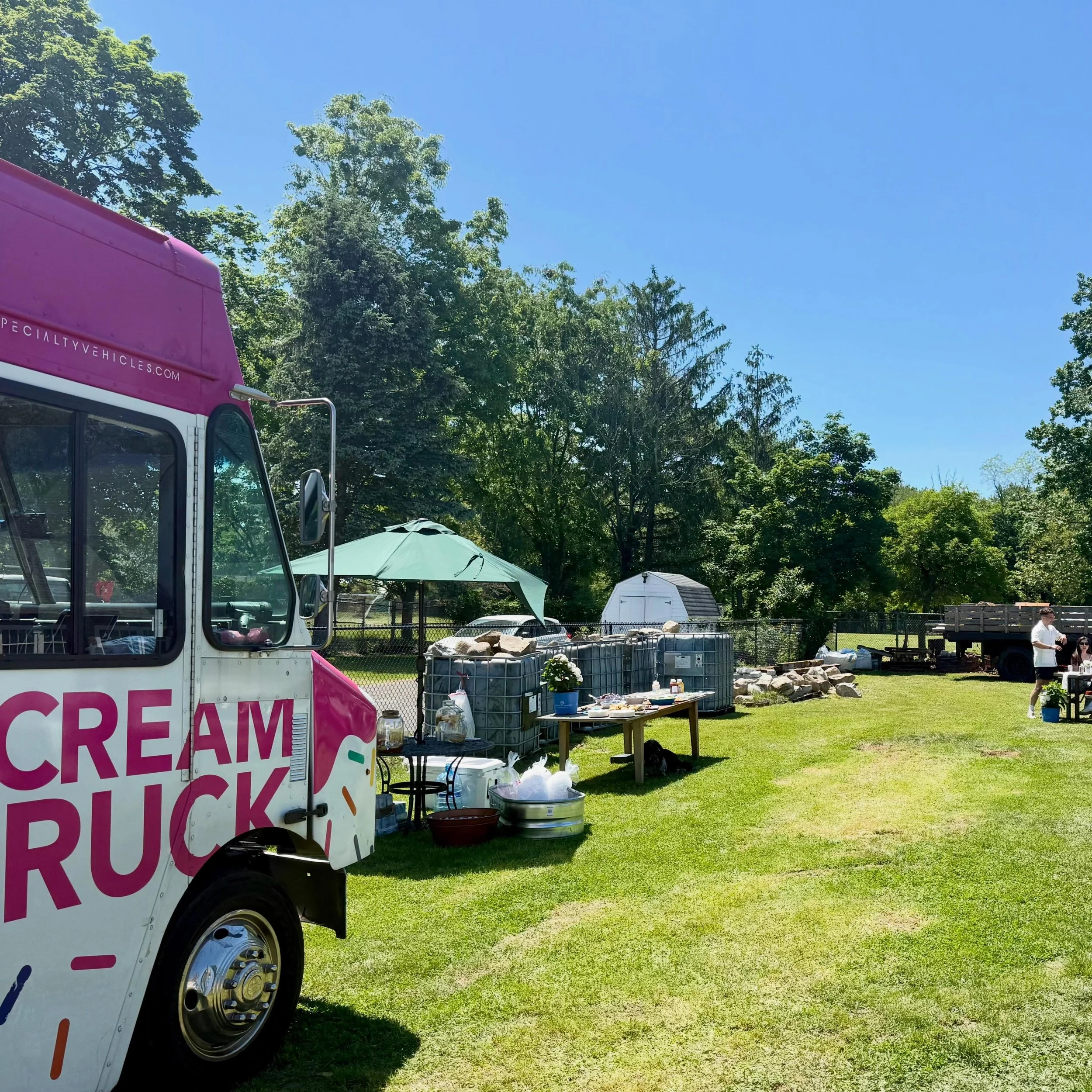 All-American backyard bbq-style baby shower lunch. A fun gig &mdash; plus, ice cream truck! #bluaubergine #fabulousfood #catering #babyshower #privatechef