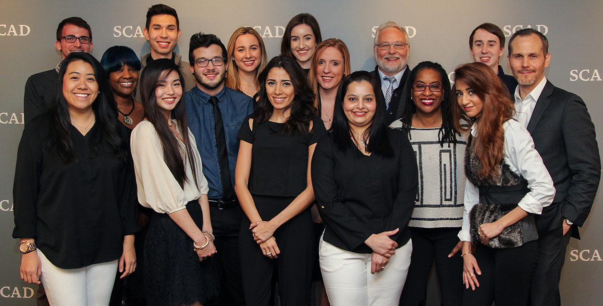 FROM L-R : Cody Hebert, Vania Lin, A'sha Hall, Jerry Peitzman, Amy Jobe, Carlos Albaladejo, Patricia Machado, Vanessa Khattar, Andrea Probst, Anna Watson, Dhruti Khabaria, Prof. Pat Fulbright, Prof. Lisa Babb, Mysan Ashgar, Wes Graham, Enrique Samson.