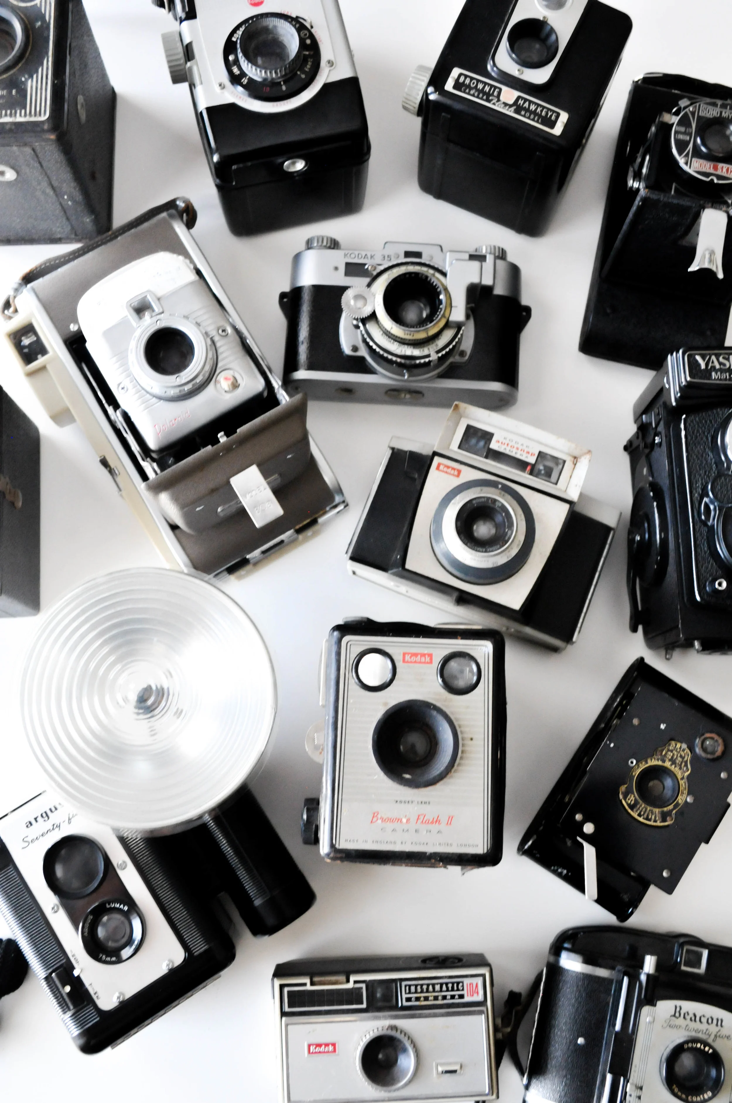 Vintage cameras collected for the project.