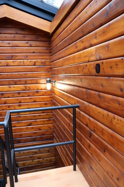 Glass and metal staircase