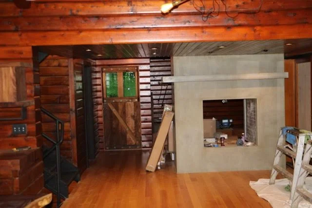 Gorgeous fireplace surround adds vocus