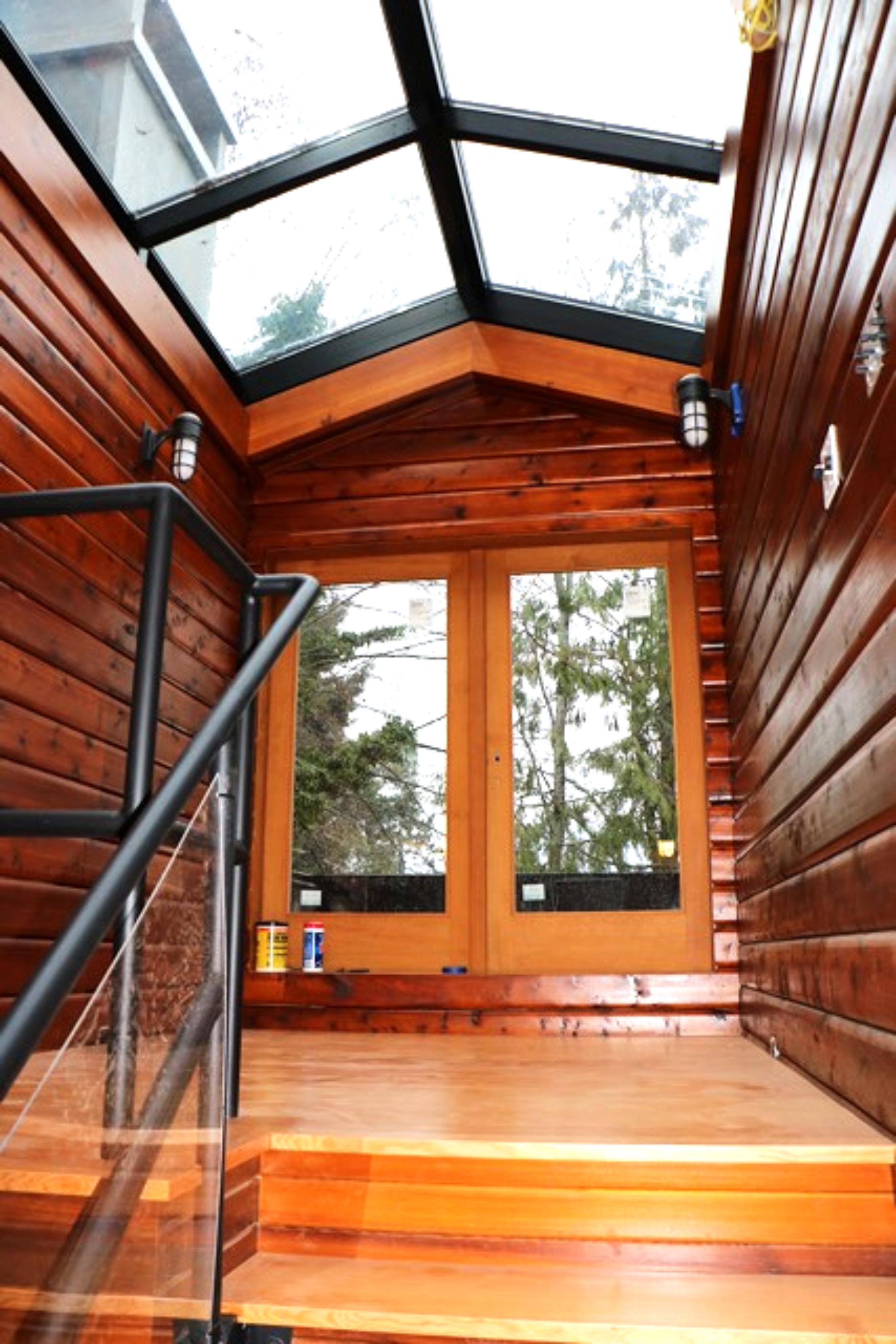 Gorgeous Foyer with glass skylights
