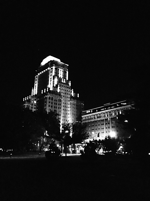  " The view of my hotel, the Chase Park Plaza,&nbsp;from the Park."  