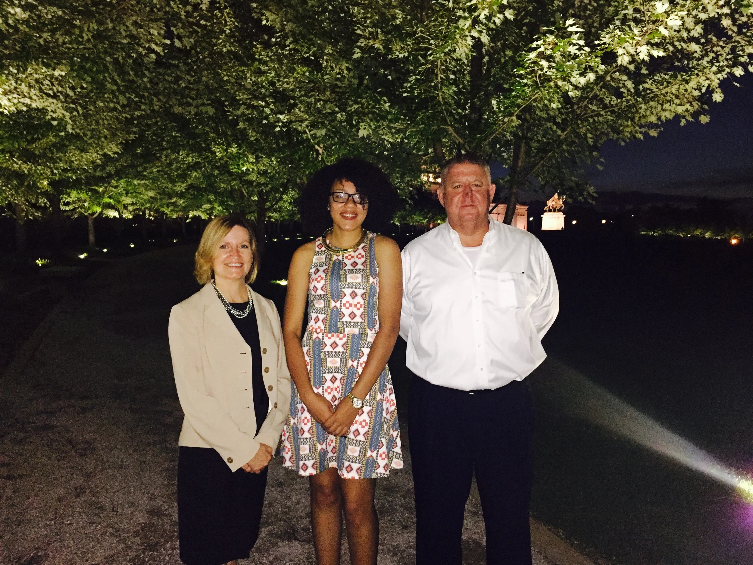 Forest Park Forever President and Executive Director Lesley Hoffarth, P.E., was joined by Harris-Stowe University student Jayleen Gonzalez and St. Louis City Director of Parks, Recreation and Forestry Greg Hayes for the official lighting ceremony on Thursday, September 10, 2015.