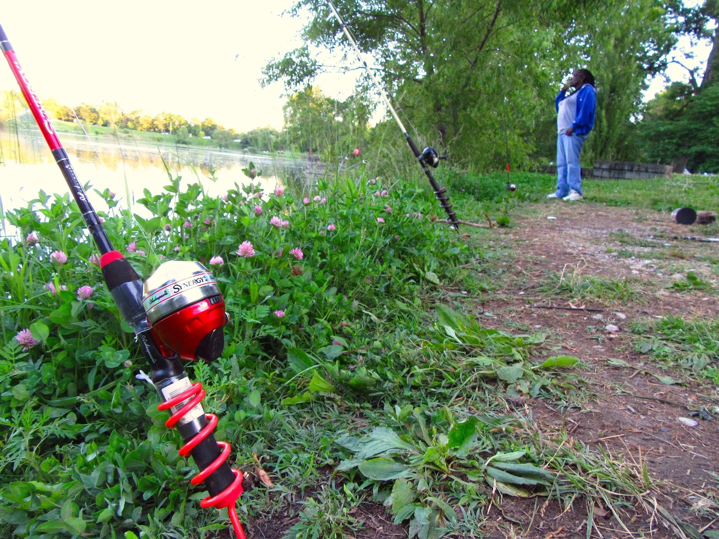 Married couple Kenneth and Dorothy have 80 years of fishing experience between them, and it shows with their efficient set-up in their favorite spot.