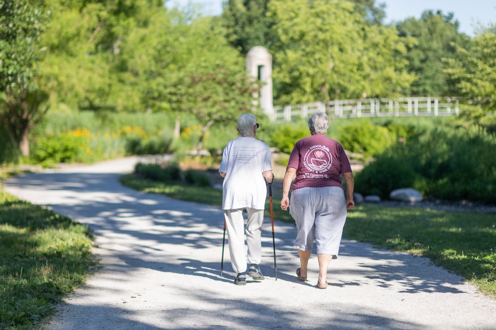  Two Park visitors walking near Picnic Island 