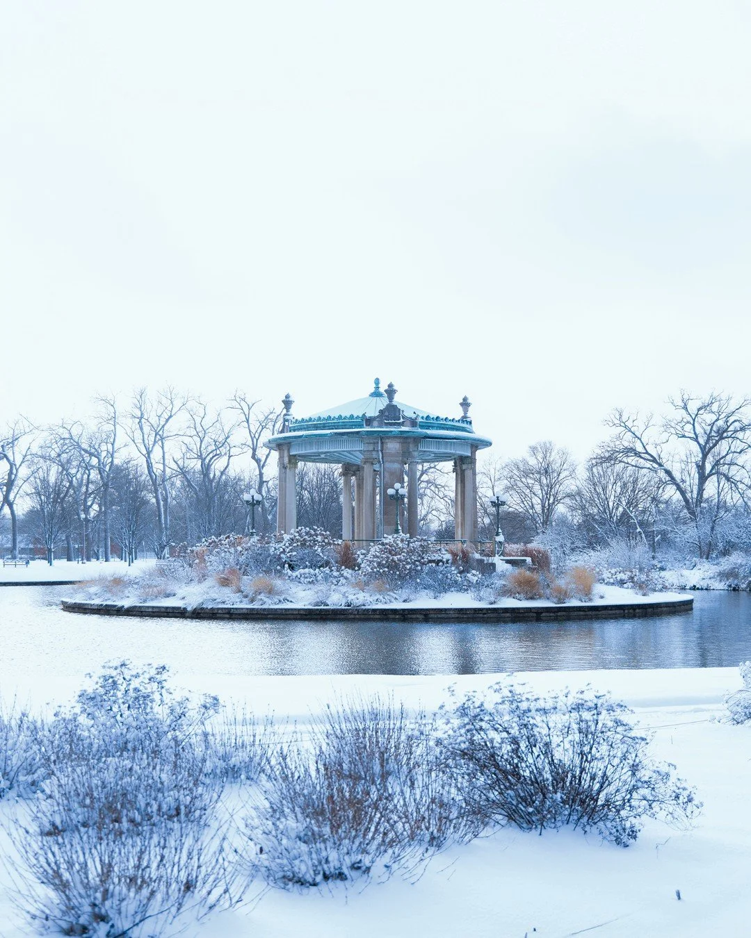 Forest Park Forever holiday cards are here! Every purchase supports our work in Forest Park. 🩵 Our 2025 edition features this iconic winter shot of the Nathan Frank Bandstand inside Pagoda Circle. 

Link in our bio to order Forest Park Forever Holid