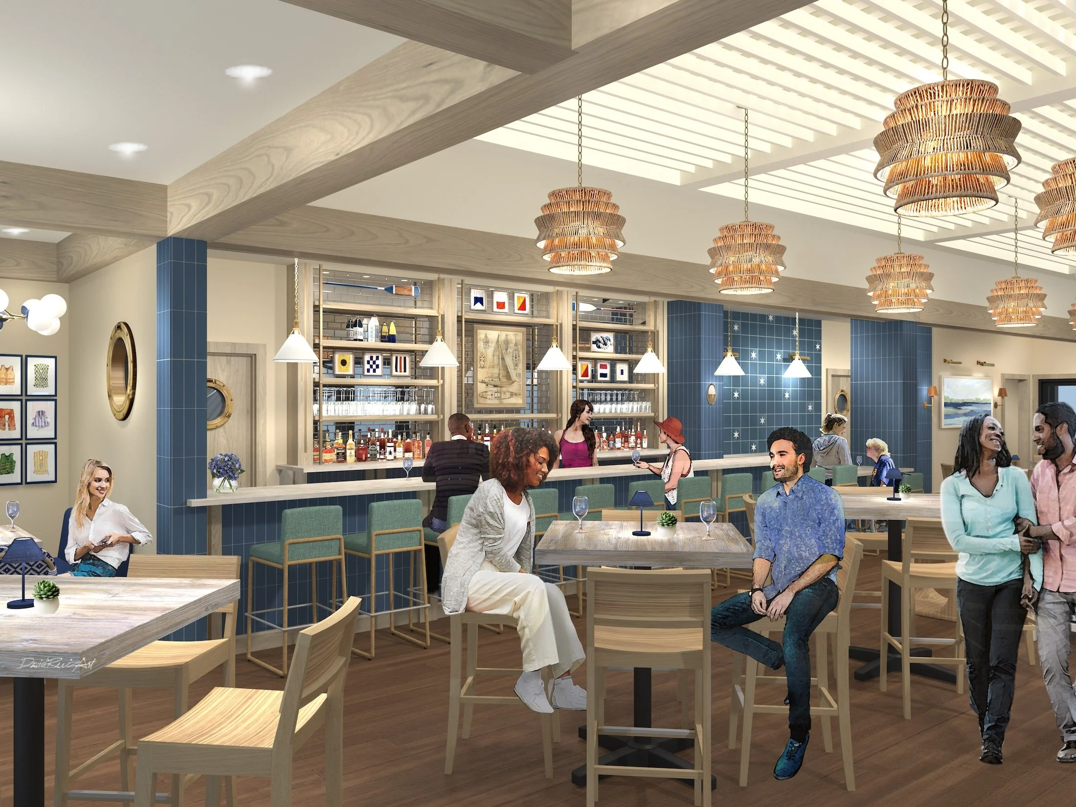 Boathouse bar waiting area nook