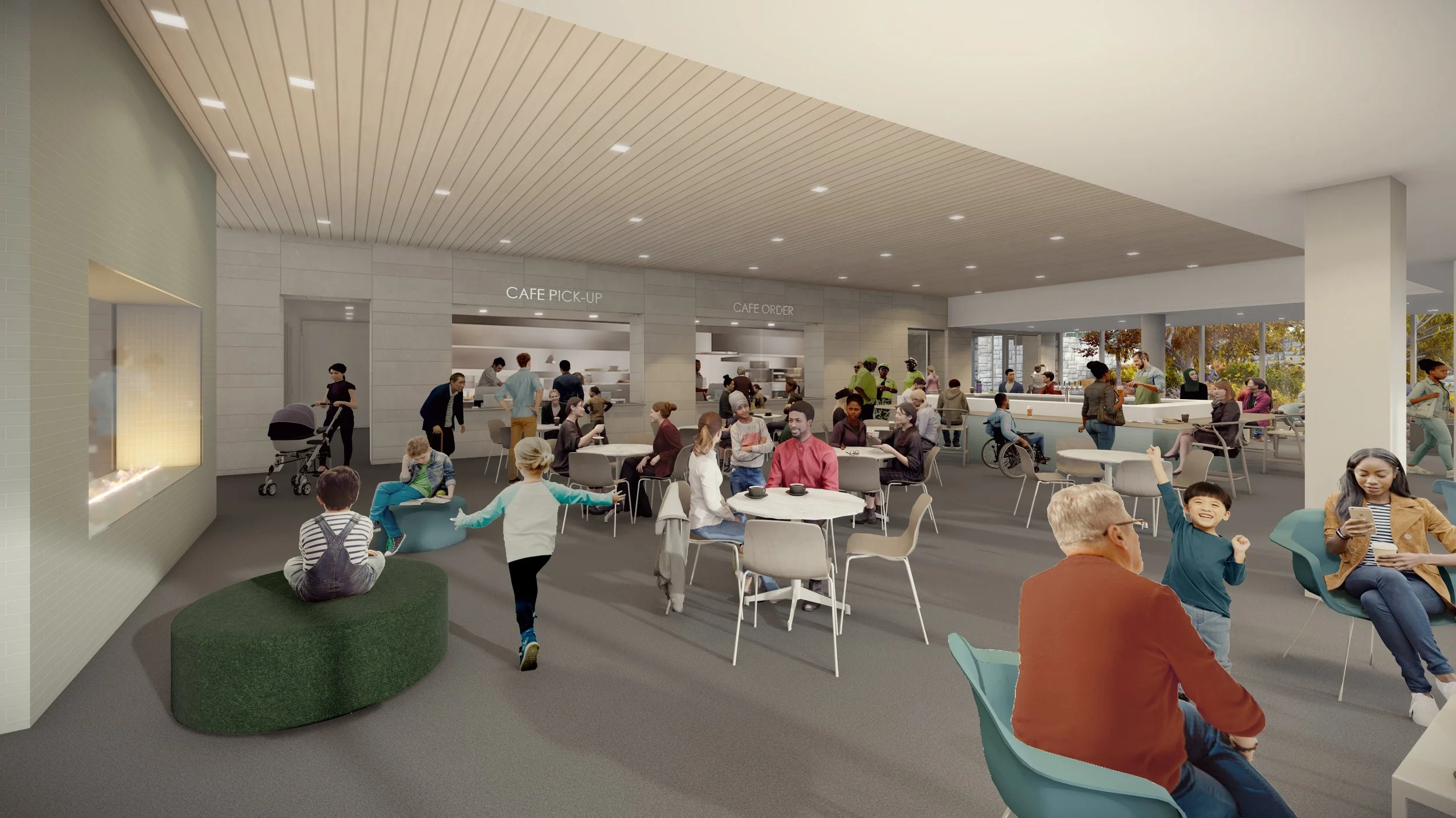 The Kemper Family Commons will be the heart of the renovated building, an all-seasons hub of activity and a comfortable space made for lingering.