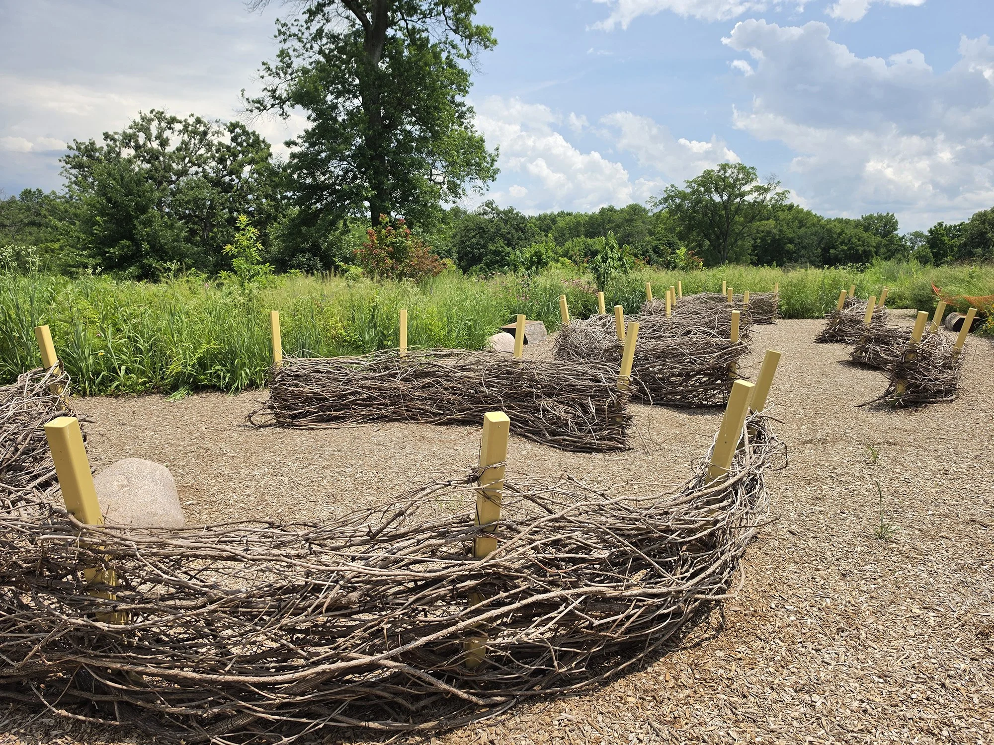 Hand-woven nests add visual interest and more places to play