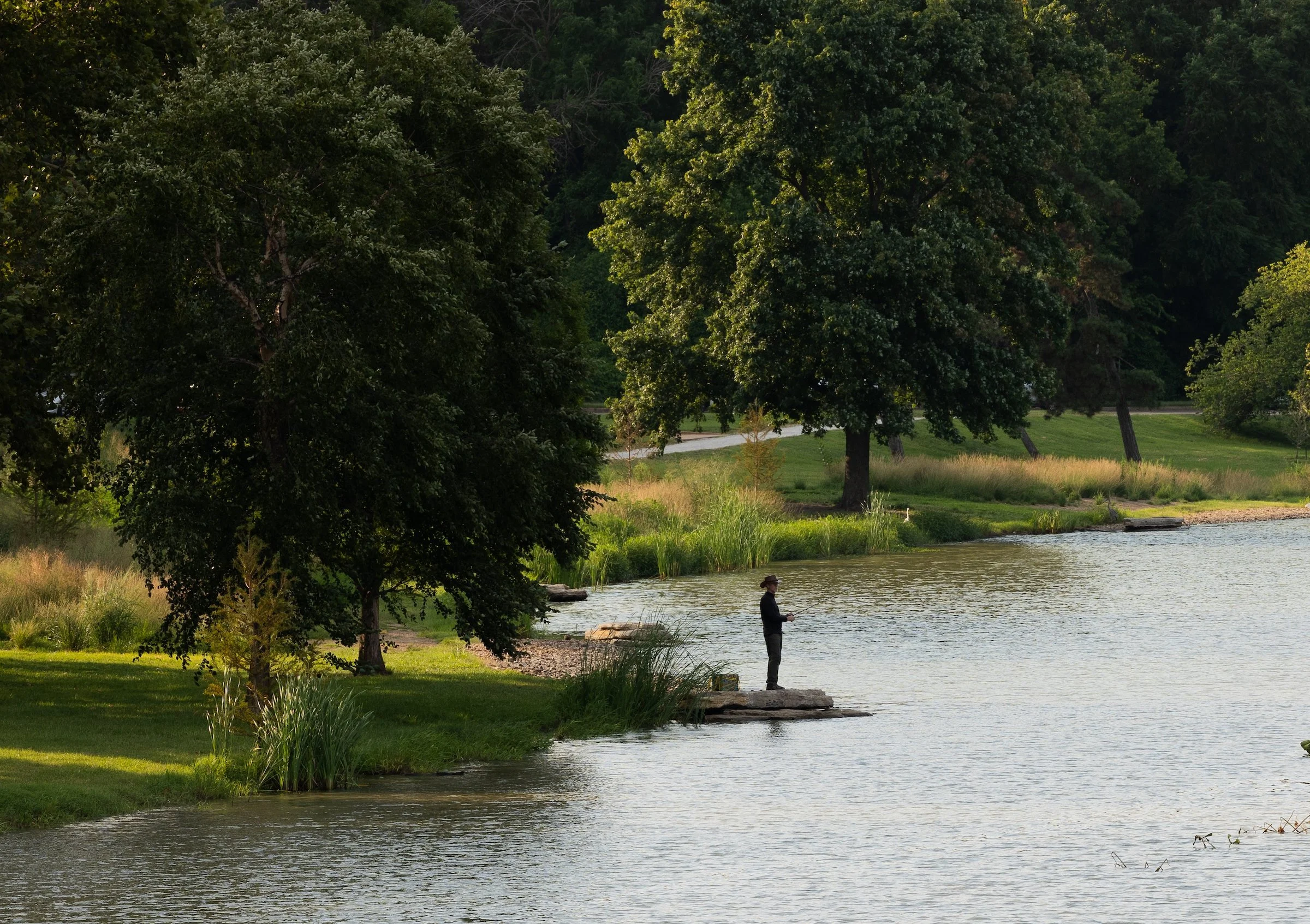 A reshaped and enlarged Jefferson Lake has new fishing perches