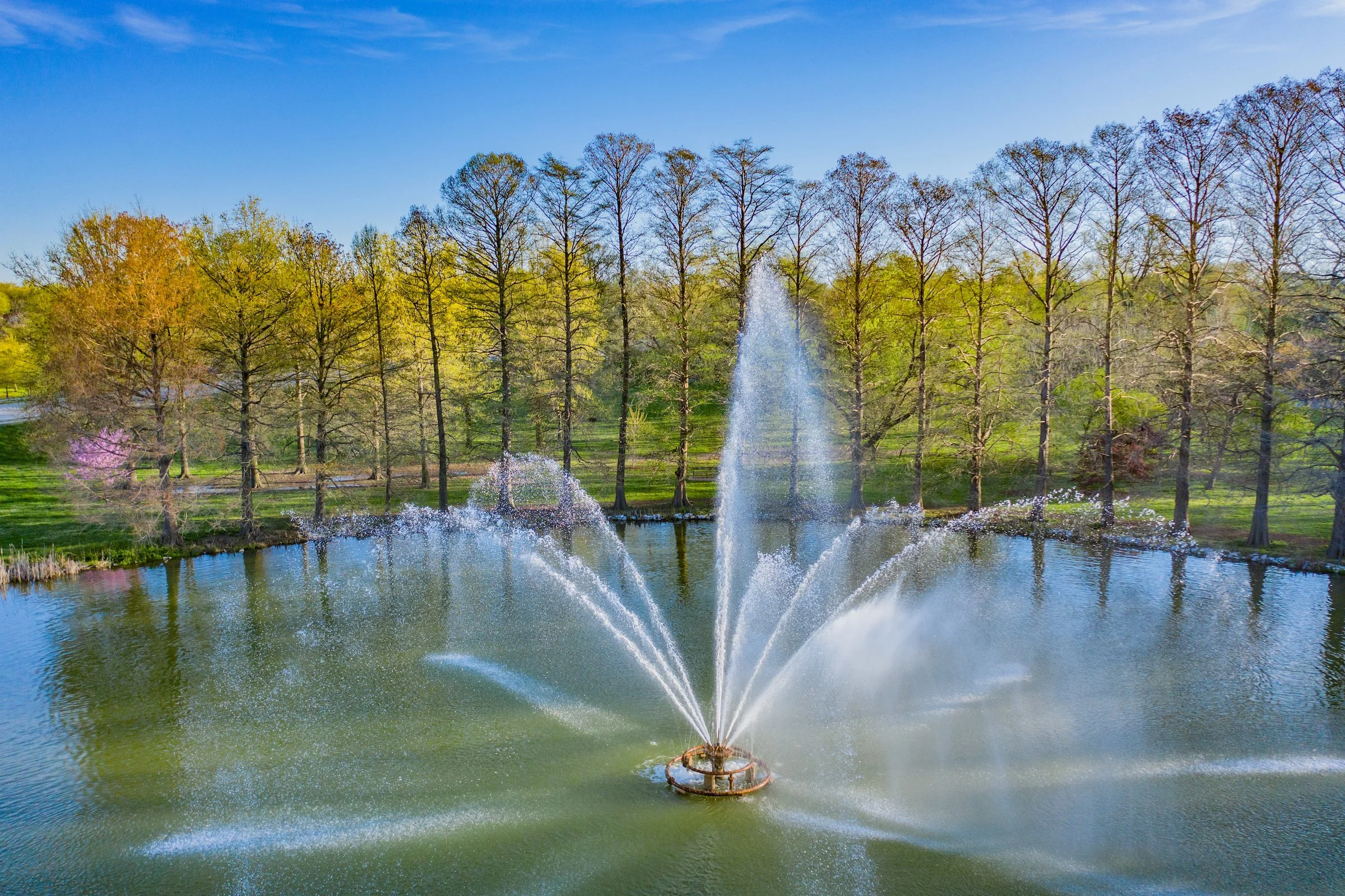 Round Lake and its historic fleur-de-lis fountain—which dates to 1916—are favorite Park features