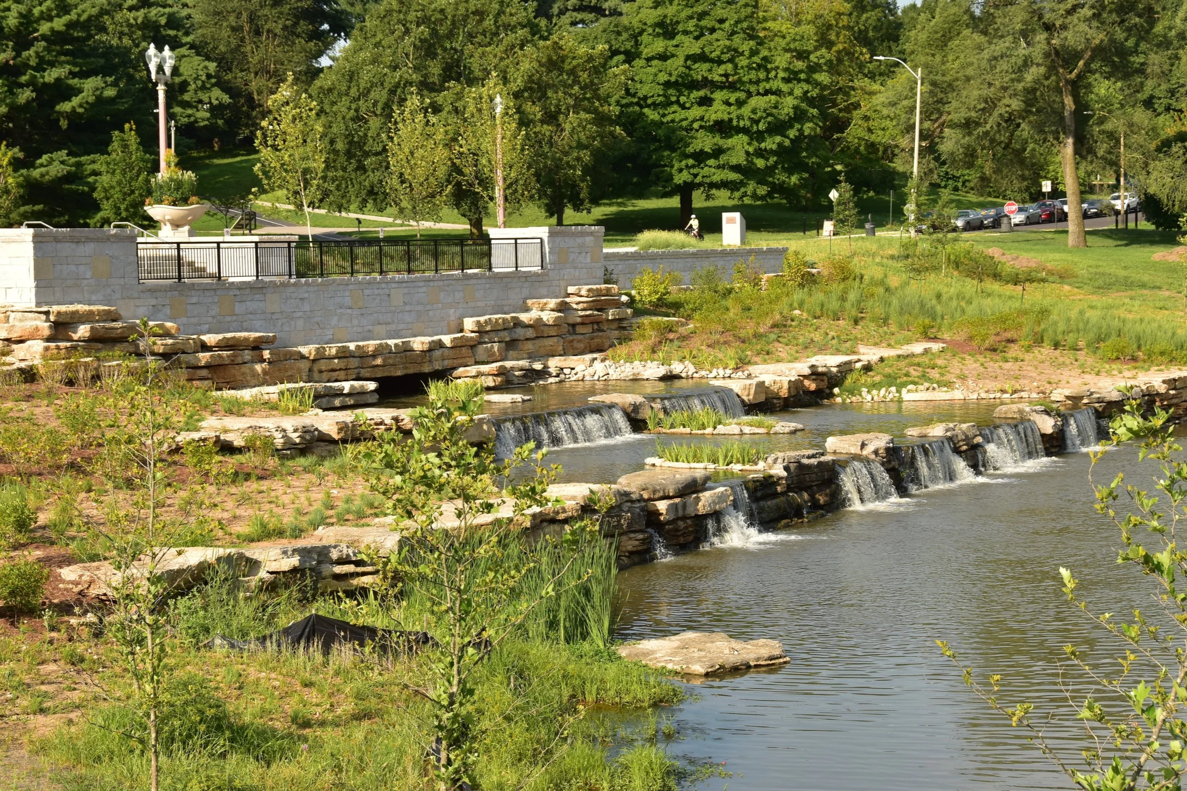 Wise Falls and the Jefferson Lake overlook are framed by thousands of new plantings