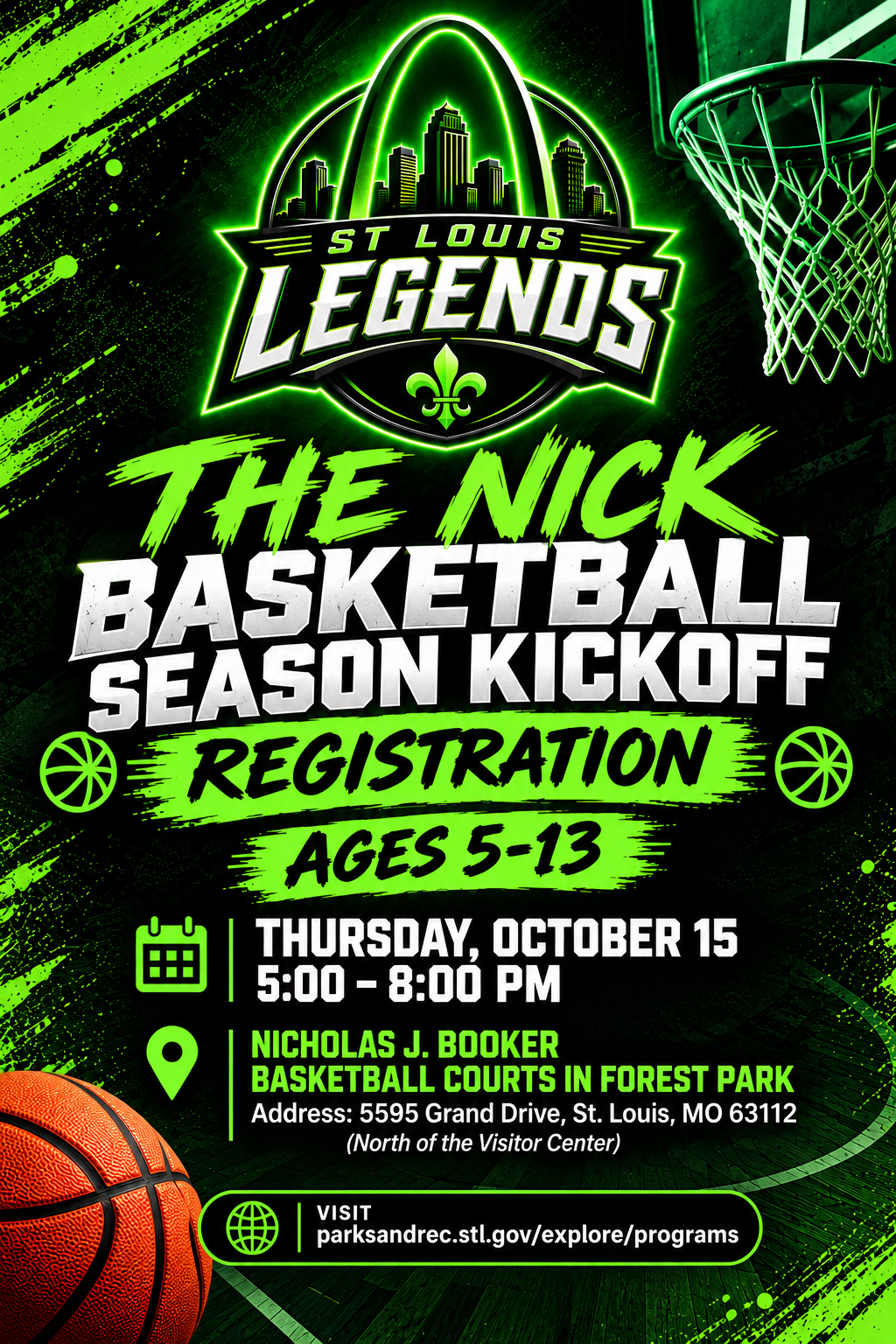 Flyer for The Nick Basketball Season Kickoff with event details