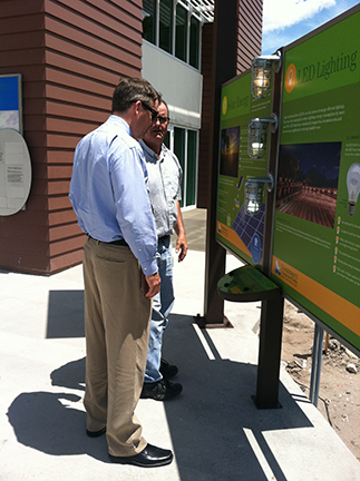 The Eva Sugden Gomez Sustainability Plaza educates visitors on ways to conserve energy and build with less impact on the environment.