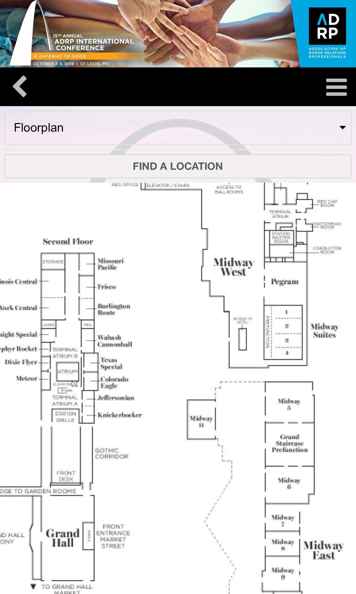 In-app maps helped with navigating a large space and finding everything you'd need.