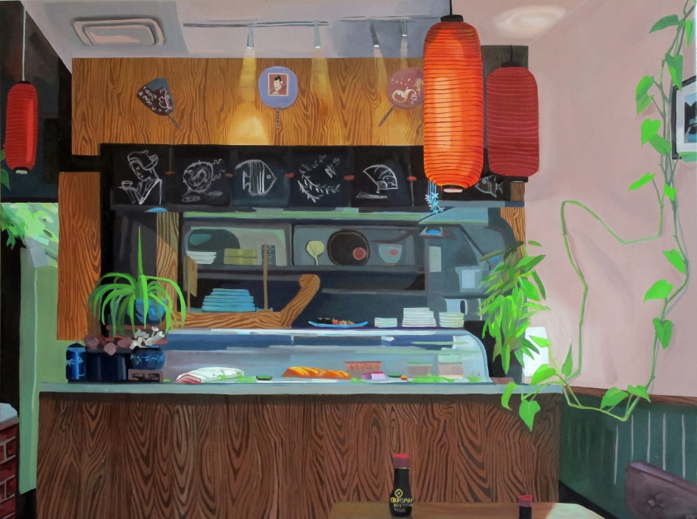 Rupert and Sushi with Themes of Wood 30x40