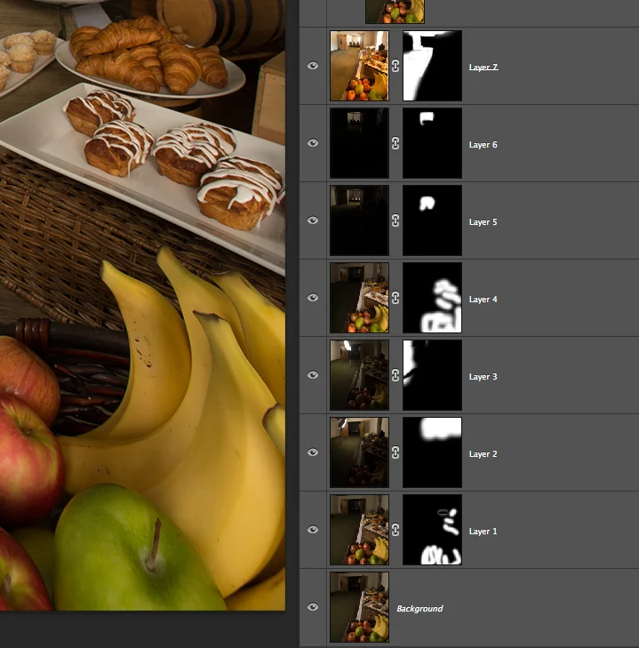 Photoshop layer masks used to build the final image.