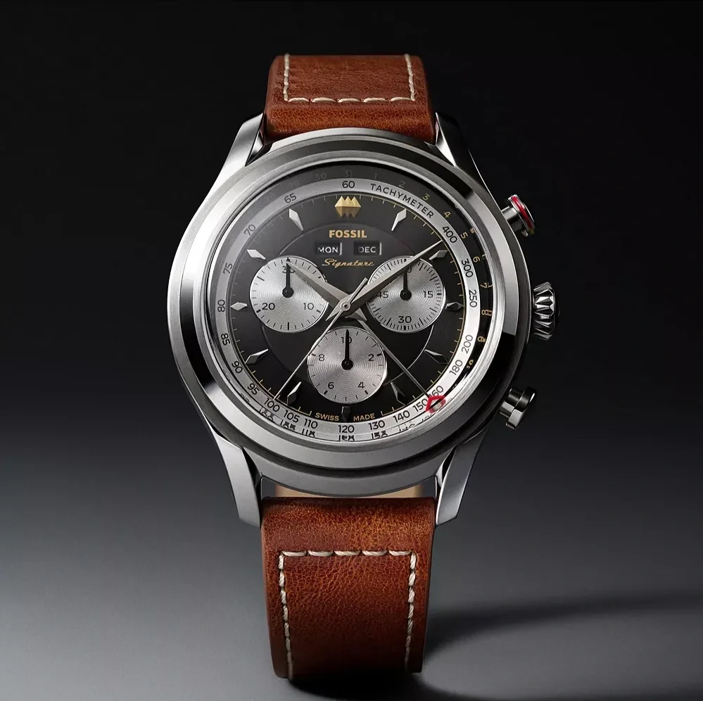 Signature CS-1 42mm Master Calendar Chronoquartz Brown Leather Watch