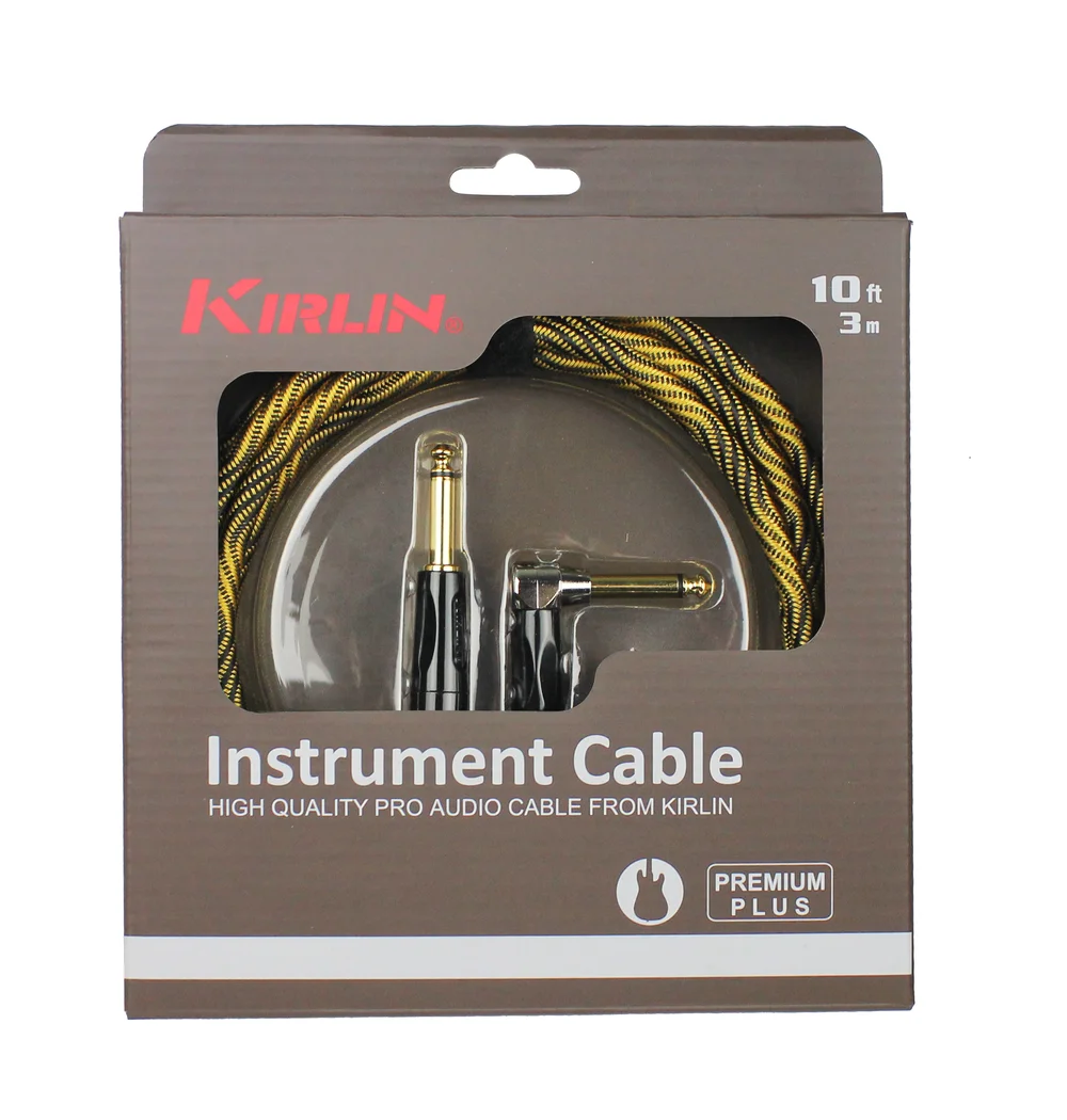 Kirlin Straight to Right Angle 1/4 in Plug Instrument Guitar Bass Cable