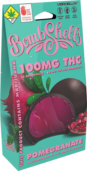  Bombshells chocolate covered pomegranate soft chew thc infused edibles 