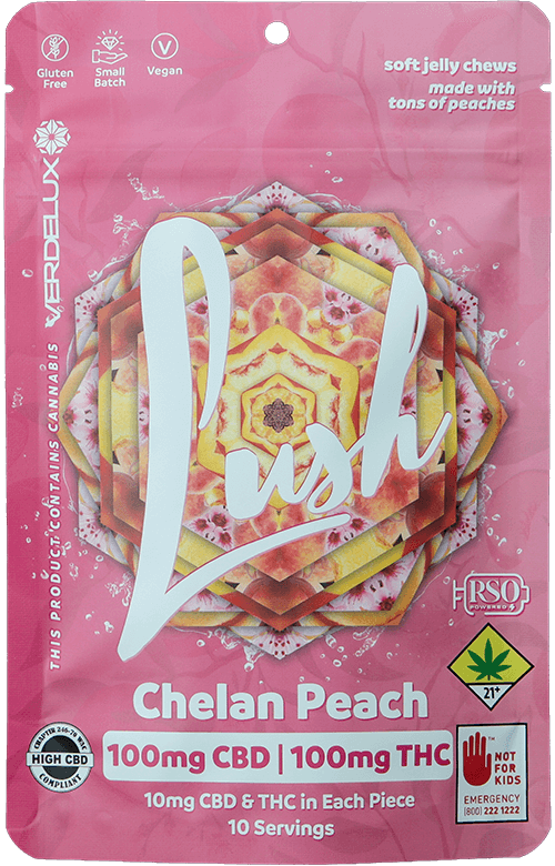 Verdelux Lush Chelan Peach Sweet Combo THC CBD Jelly Chew