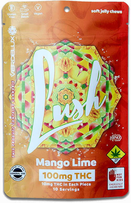 Verdelux Lush Mango Lime Full Spectrum THC Soft Chew Jelly